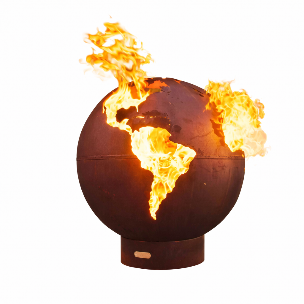 Fire Pit Art-Third Rock Globe Steel Fire Pit