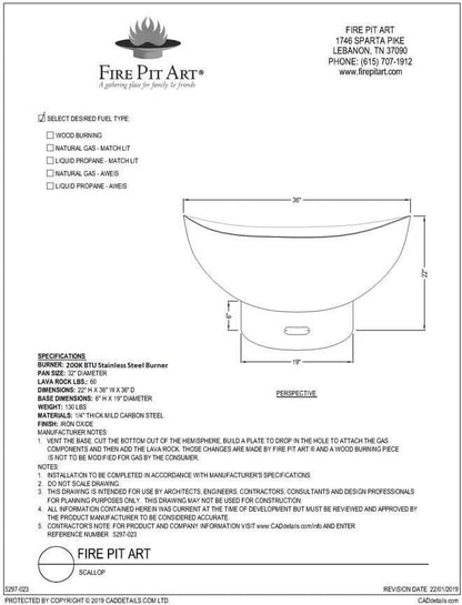 Fire Pit Art-Scallop/Tidal Steel Fire Pit