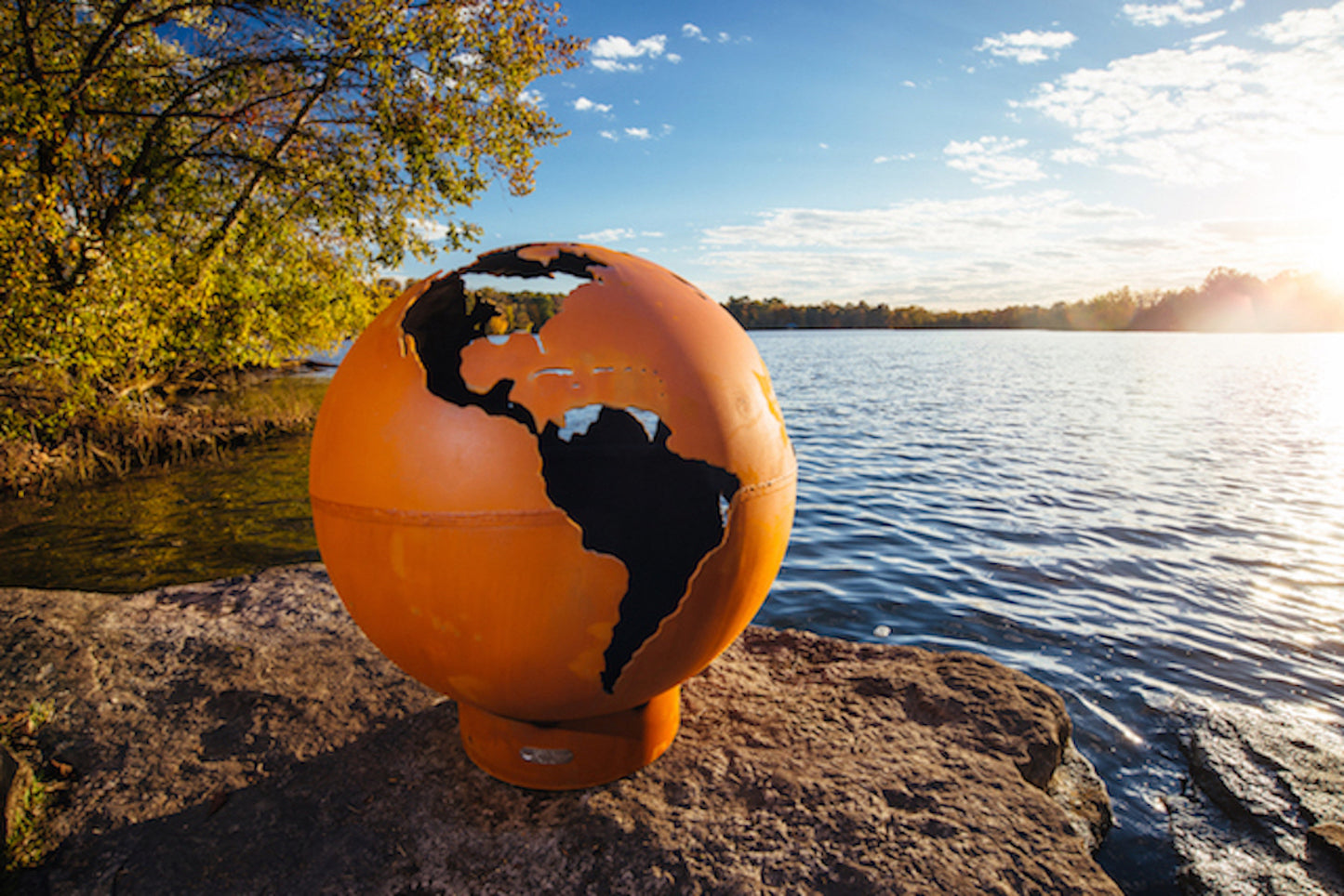 Fire Pit Art-Third Rock Globe Steel Fire Pit