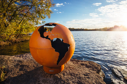 Fire Pit Art-Third Rock Globe Steel Fire Pit