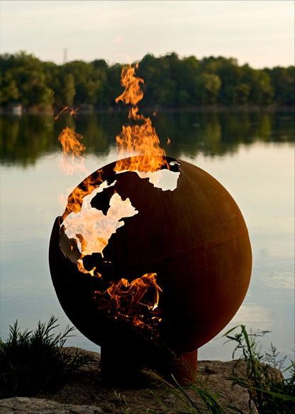 Fire Pit Art-Third Rock Globe Steel Fire Pit
