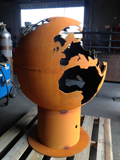 Fire Pit Art-Third Rock Globe Steel Fire Pit