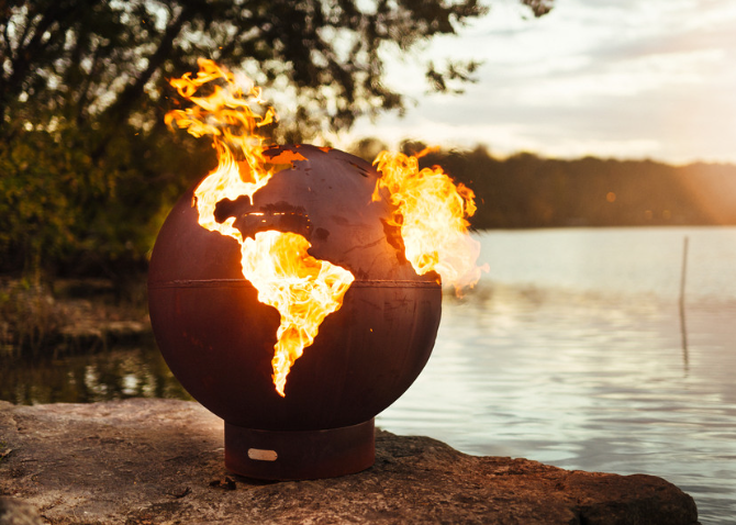 Fire Pit Art-Third Rock Globe Steel Fire Pit