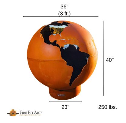 Fire Pit Art-Third Rock Globe Steel Fire Pit